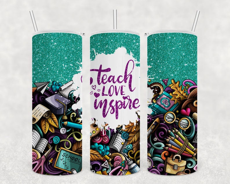 Teach Love Inspire Tumbler - Personalized Teacher's Gift - KULTURE PRINT HOUSE