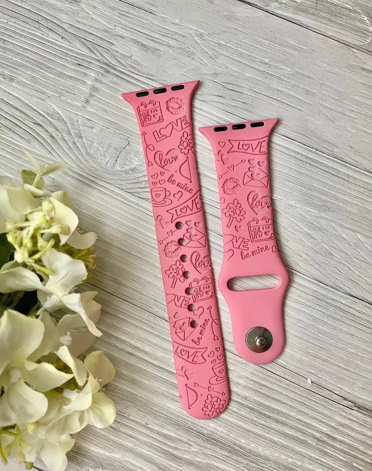 Valentines Print Engraved Watch Strap Compatible with Apple Watch Bands Series 1 2 3 4 5 6 7 SE Watch Band, 38mm 40mm 42mm 44mm