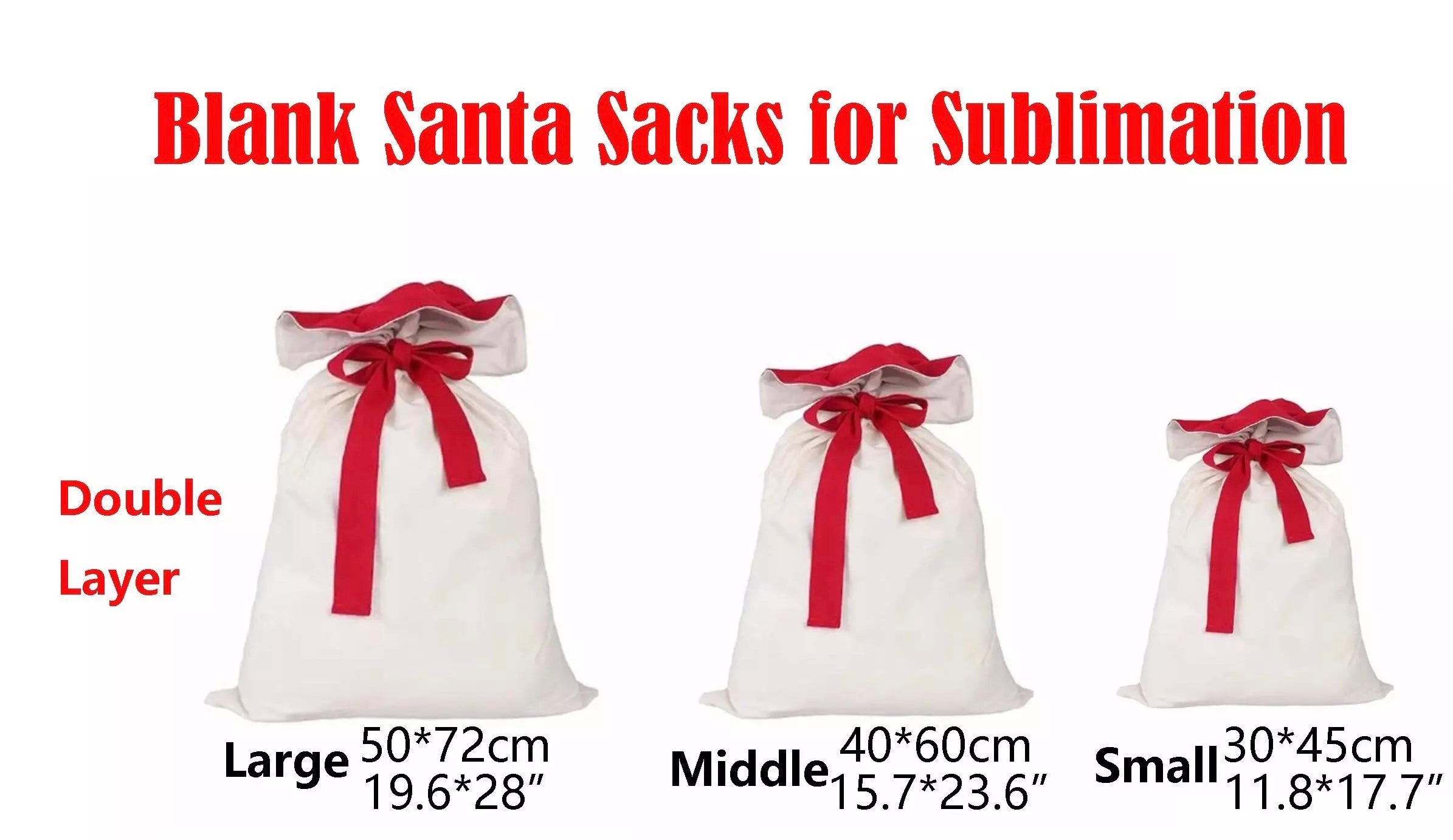 Sublimation blank Santa Sacks 100% Polyester Canvas.