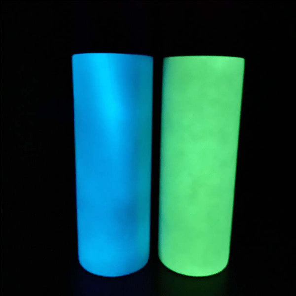 Glow In The Dark 20oz Skinny Straight Sublimation Tumbler - Green Cup Glows  Green